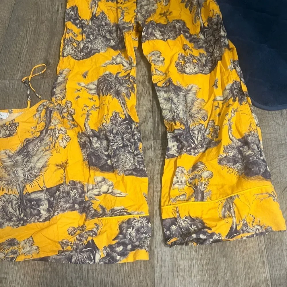 Desmond & Dempsey Yellow and Gray Printed outfit Set xs - Picture 5 of 9